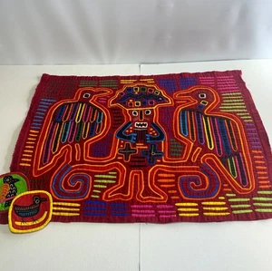 Vintage Cuna Mola Textil Kunst Tafel mit Vögeln Figur bunt Indianer Panama Lot - Bild 1 von 10