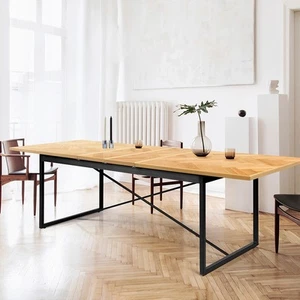 Levede Dining Table Extendable Rectangle Wooden Home Kitchen Seater Steel Frame - Picture 1 of 11