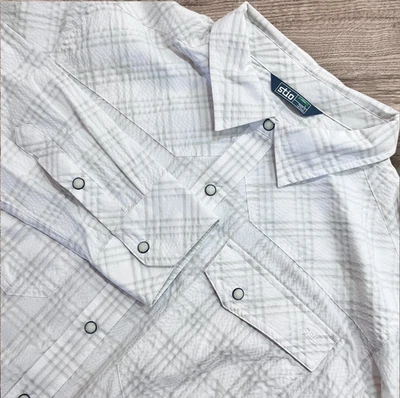 Stio Pearl Snap Eddy Shirt Mens L Seersucker Stretch Western Fishing Hiking UPF - Image 1 of 4