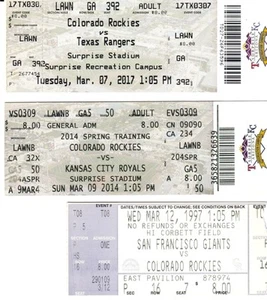 3 Different Colorado Rockies Spring Training Baseball Tickets - Picture 1 of 1