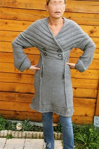 Gray Wool Coat Dress MC PLANET Size 42 New Tag HIGH-END Value 258€ - Picture 1 of 7