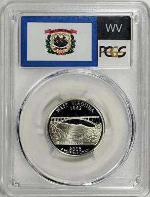 2005-S Silver Washington Quarter - West Virginia - PCGS  PR70DCAM - Flag Series - Image 1 of 2