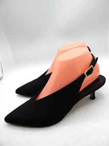 TIBI 'LIA' Black Satin Slingback Heels Size EU 38 US 7 RP $425 - Picture 1 of 15