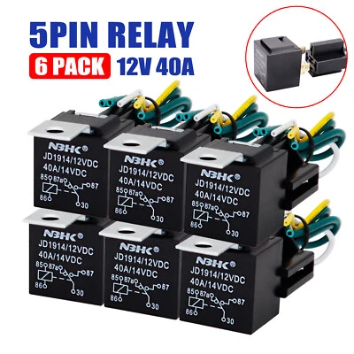 Paquete de 6 relés de 12 V 5 pines SPDT relés automotrices con arnés de cables juego de enchufes JD1914 Foto 1 de 4