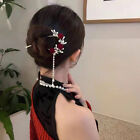 New Chinese Style Red Rose Fringe Hairpin Vintage Rose Hair Sticks Hairwear s