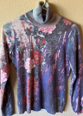 ALBERTO MAKALI MUJER FLORAL ARTE SUÉTER TALLA S CUELLO ALTO USADO EN EXCELENTE ESTADO Foto 1 de 4
