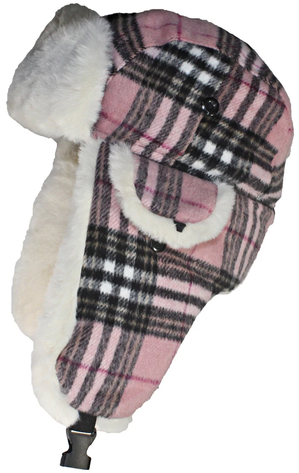 Los mejores sombreros de invierno para niños grandes calidad tartán a cuadros sombrero ruso/trampero con piel sintética Foto 1 de 1