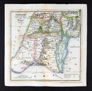 1831 Lothian Map Canaan South Tribes Judea Jerusalam Israel Bible Holy Land - Picture 1 of 4
