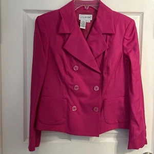 Vintage JG HOOK Petites Damen 6P Rosa Wolle Blazer Jacke Zweireiher - Bild 1 von 5