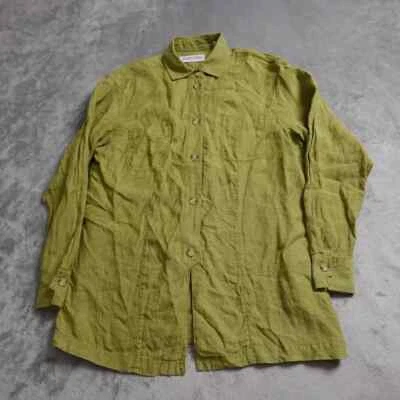 Женская рубашка Valerie Stevens средний размер зеленая на пуговицах с длинным рукавом лен - Изображение 1 из 4