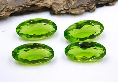 28 Cts 4 Stück Peridot Oval Schnitt Locker Edelstein 9x18 MM für Schmuck Machen - Bild 1 von 4