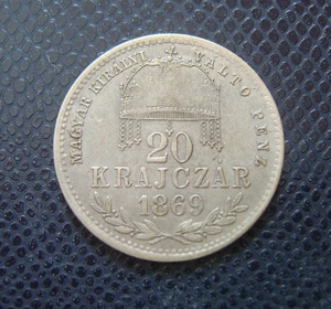 HUNGARY / SILVER 20 KREUZER / 1869 K-B - Picture 1 of 2