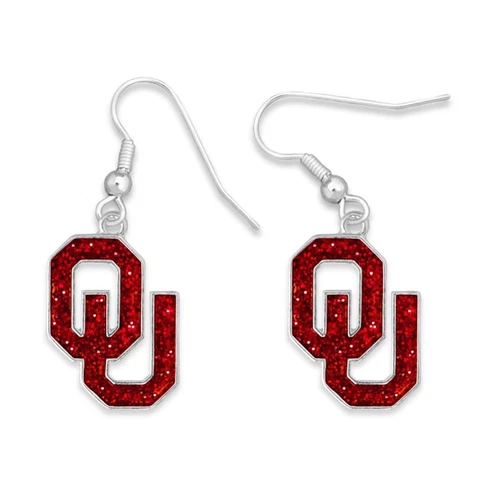 Oklahoma Sooners Buckeyes Game Day Glitter Earrings Jewelry Gift Licensed OU Cover