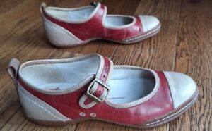 Ecco Womens Casual Comfort Leather Mary Jane Shoes Uk 5 EU 38 W Red Beige