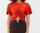 Paco Rabanne  Ring Hardware Ruched Cropped T-Shirt Size 36