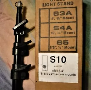 Smith Victor, S10 Light Stand with 5/8 stud / 1/4-20 mounts. Store Demo, SAVE ! - Picture 1 of 5