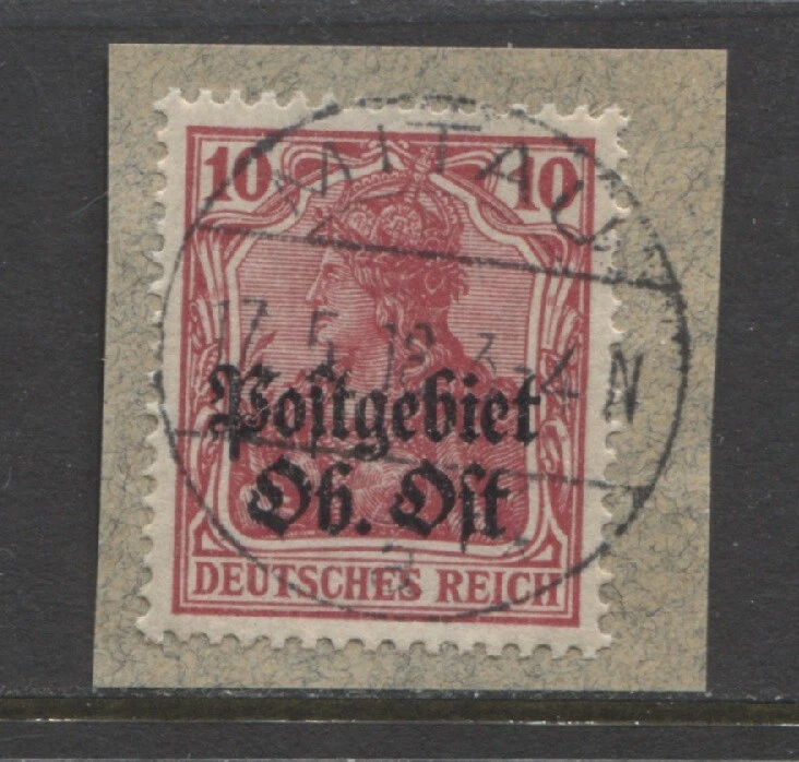 Russia 1916 WW 1 German occupation 10 Pfennig Germania  used MITAU, signed $ 105 - Image 1 of 1