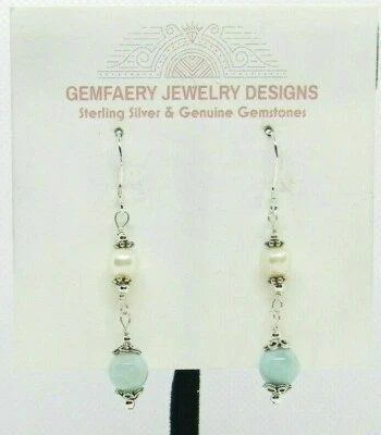 纯银正品拉里玛文化珍珠耳环 #8133...美国手工制作 — 第 1/4 张图片