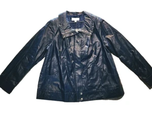 Chaqueta forrada de cuero azul Bradley Bayou para mujer talla 1x nueva con etiquetas cremallera completa bolsillos a presión - Imagen 1 de 15