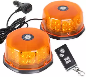 2PCS Large Beacon Amber Led Emergency Warning Strobe Lights, Roof Top Rotating C - Picture 1 of 12