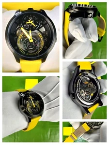 Invicta Objet D Art Quartz Mechanical Men Watch 44324 Yellow Leather Band WR 50M - Picture 1 of 19