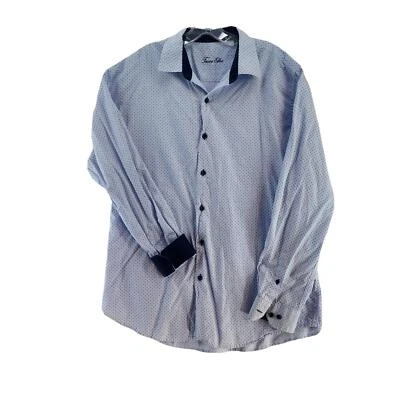 Tasso Elba Mens Dress Shirt Blue Polka Dot Long Sleeve Contrast Cuff Size XL - Image 1 of 4