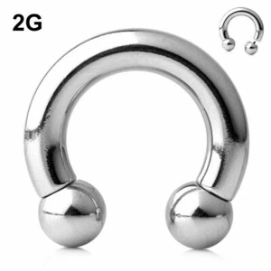 2G 5/8" GAUGES INTERNALLY THREADED SURGICAL STEEL BALL HORSESHOES BODY PIERCINGS - Picture 1 of 5