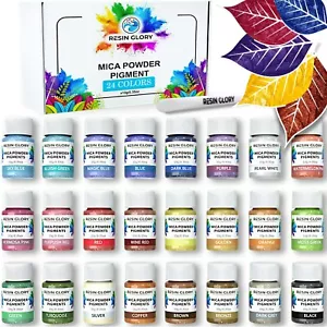 24 Colors Mica Powder Set 10g for Epoxy Resin Soap Candle Making Pigment Art UK - Picture 1 of 7