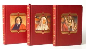 Lives of the Saints, 3 vol set 1959, Catholic Religious Books Red & Gold Vintage