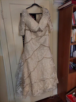 Plus Size Wedding Dress Gown - Lace, Beading, Rhinestones! Size 22W - Image 1 of 4