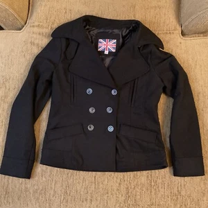 Miss London Double Breasted Jacket Women's Large Black - Picture 1 of 12