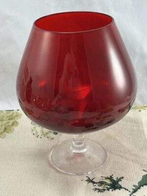 VINTAGE 1960s Empoli Italian ruby glass brandy balloon glass vase - image 1 of 4