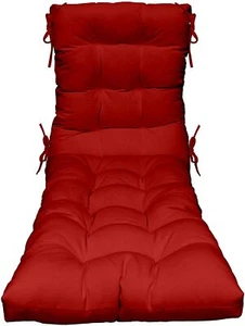 RSH Décor Outdoor TUFTED Chaise Lounge Chair Cushion, Red Solid - Picture 1 of 6