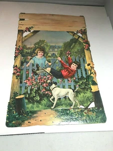 Printed in Germany Die Cut Sign Calendar Top Kids Dog Swing - Picture 1 of 3
