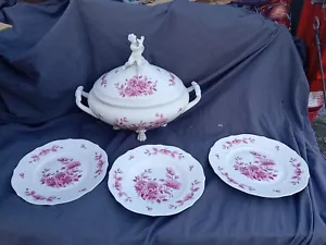 6 platos de almuerzo de porcelana fina Richard Ginori de 9,5"" flores oro púrpura - Imagen 1 de 5