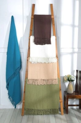 COZY TRENDS COLLECTION Cozy Soft All Season Cotton Waffle Weave Throw Blanket with Fringes - 70''X50''