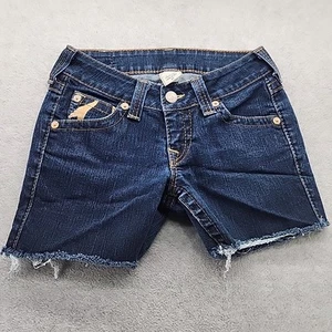 True Religion Damen Jeansshorts Größe 27 Blau Denim Low Rise Joey Cut Off - Bild 1 von 11