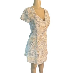 Minikleid Damen 4 Aritzia Wilfred Nazaire Antik Muster Gelb Creme Knopf - Bild 1 von 7