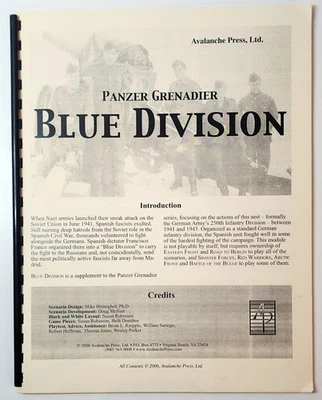 Panzer Grenadier Blue Division Expansion NEW Supplement Tan Avalanche Press - Image 1 of 3