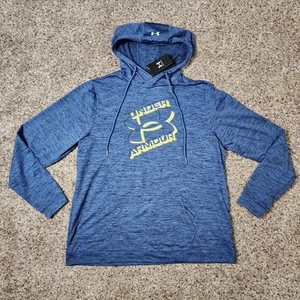 Under Armour Men’s Cold Gear Logo Graphic Hooded Sweatshirt Blue Size XL New - Picture 1 of 6