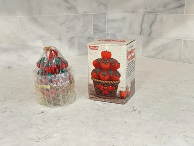 Strawberry Fruit Basket Scented Red Hand Painted Candle VTG HTF BNIB 4.5” China - Image 1 of 4