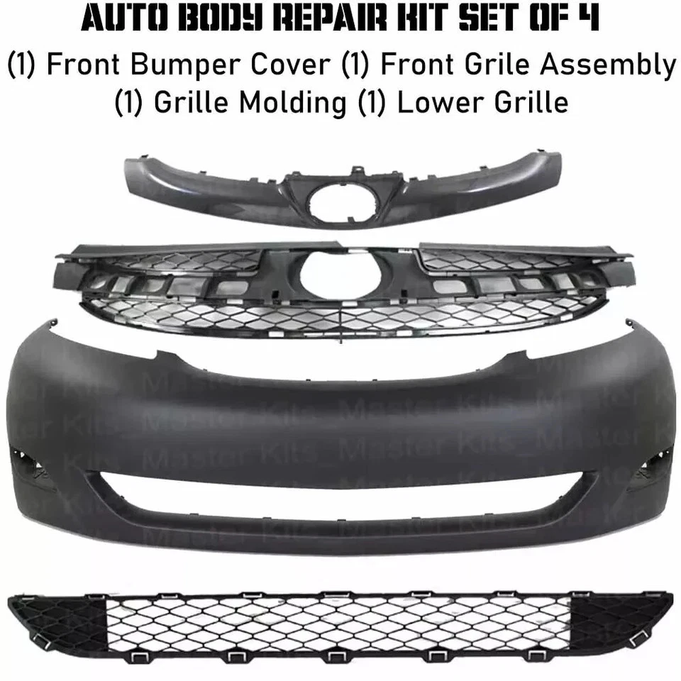 Kit de montaje de cubierta de parachoques delantero fascia y rejilla para Toyota Sienna 2006-2010 Foto 1 de 4