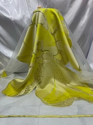 YQOINFKS Tela Tul Encaje Jacquard Suizo Voile Encaje Vestido Boda Nupcial Tela Foto 1 de 4