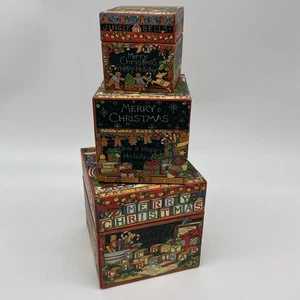New Bob’s Boxes Set of 3 Nesting Boxes Holiday Trimmings Merry Christmas - Picture 1 of 18