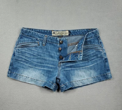 Pantalones Cortos American Eagle Para Mujer 6 Azul Corto 3" Tiro Medio Botón Mosca Denim Foto 1 de 4