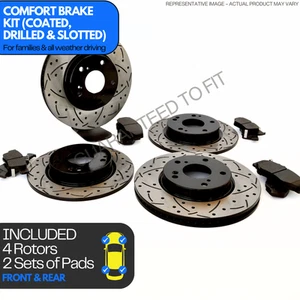 Brake Pads and Drilled Disc Rotors for 2005-10 Ford Mustang OEG2P Front Rear - Picture 1 of 8