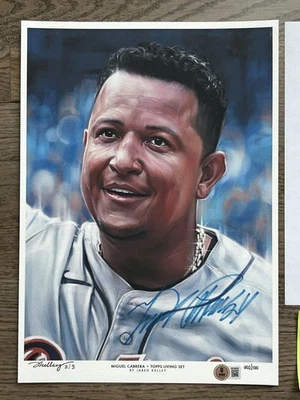 Topps Living MIGUEL CABRERA  10x14 Art JARED KELLEY Gold Signed SP #2/3 Beckett - Image 1 of 4