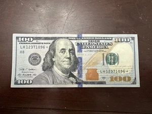 Fancy Serial Number US $100 Dollar Bill LH 12371096 * Star Note! - Picture 1 of 1