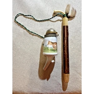 hand made ceramic and wood pipe, fox scene made in Germany - Picture 1 of 9