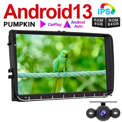 Pumpkin 9" Android 13 Autoradio Carplay GPS Navi DAB for VW Golf 5 Passat+Kamera - Bild 1 von 4